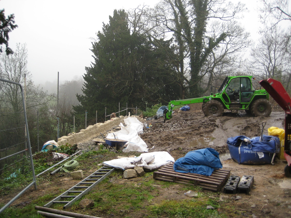  contractor reconstructing part of the terrace retaining wall